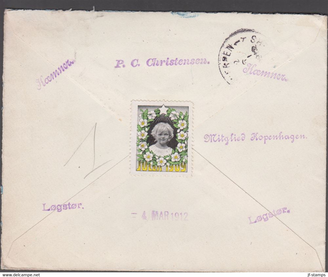 1912. DANMARK.  10 øre Envelope + 25 øre Frederik VIII On Recommended Envelope Cancel... (Michel 56+) - JF424959 - Briefe U. Dokumente