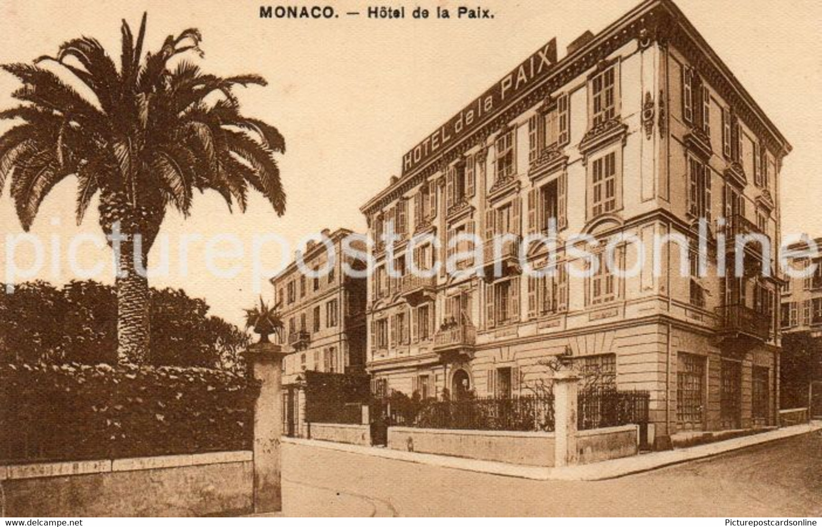 MONACO HOTEL DE LA PAIX OLD B/W POSTCARD - Hôtels