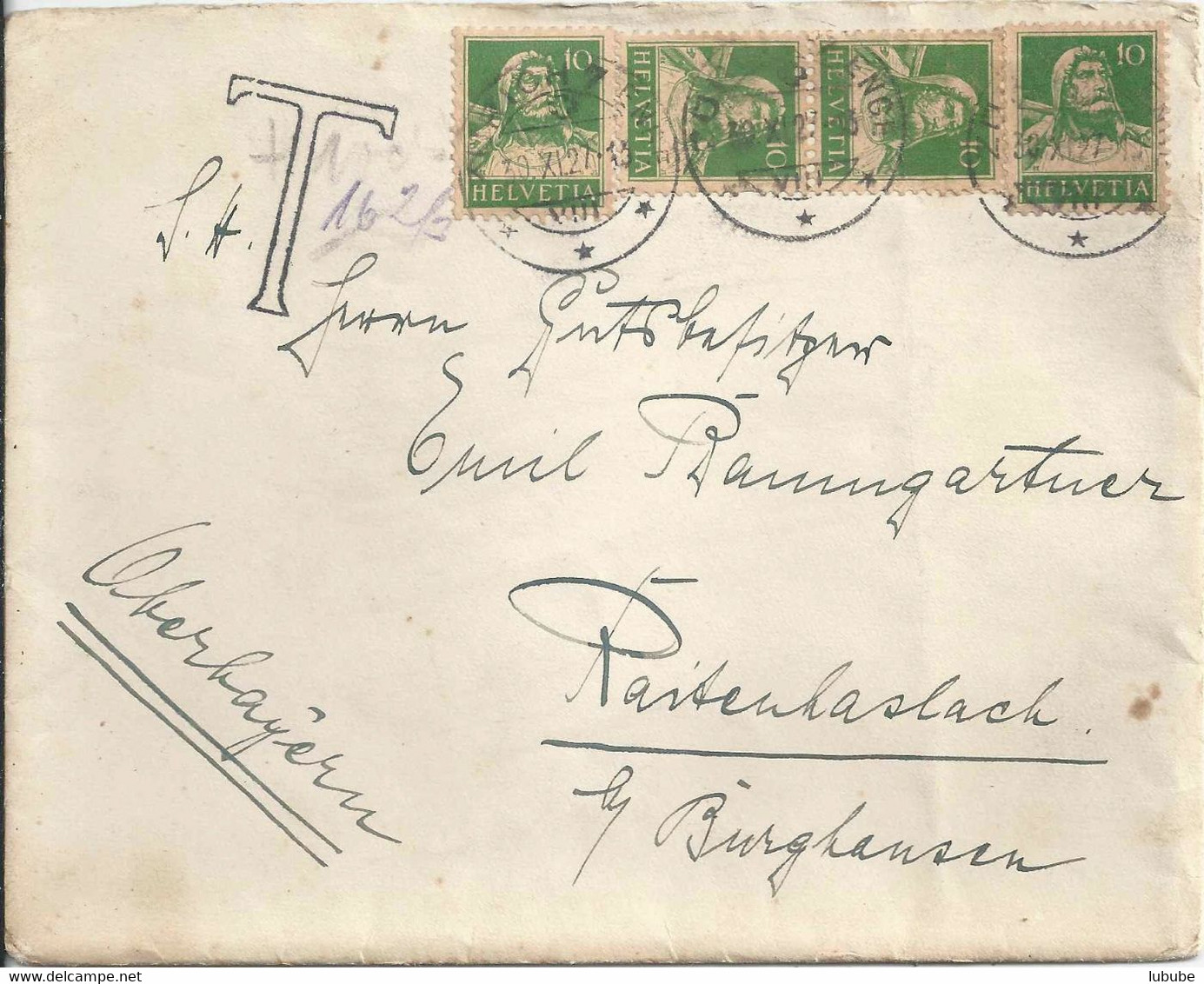 Ausland Brief  Zürich Enge - Raitenhaslach  (Rollenfrankatur Mit Klebestelle)        1927 - Francobolli In Bobina