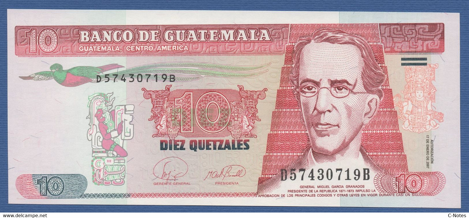 GUATEMALA - P.111b – 10 Quetzal  2007 UNC Serie D57430719B - Guatemala