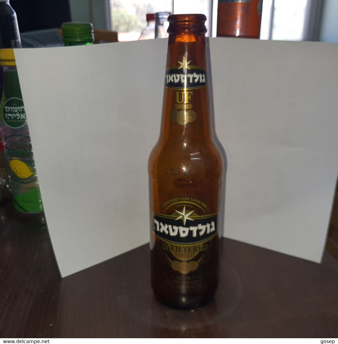 Israel-beer Goldstar-unfiltered-(4.9%)-(330ml)-used - Birra