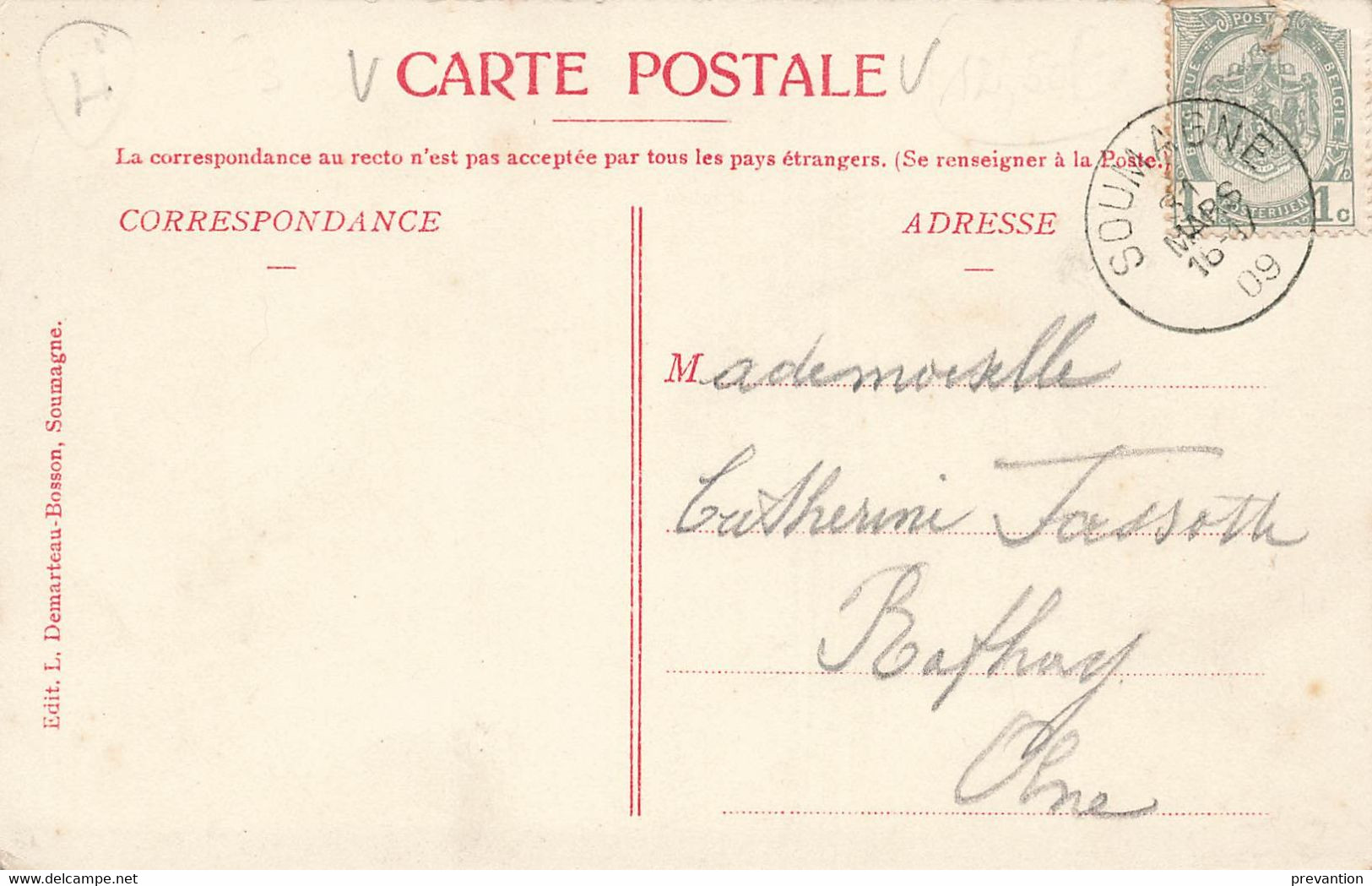 SOUMAGNE - RUE DE L'EGLISE - Carte Circulé En 1909 Avec Au Fond Da La Carte "P.CALIFICE VELOS" - Soumagne