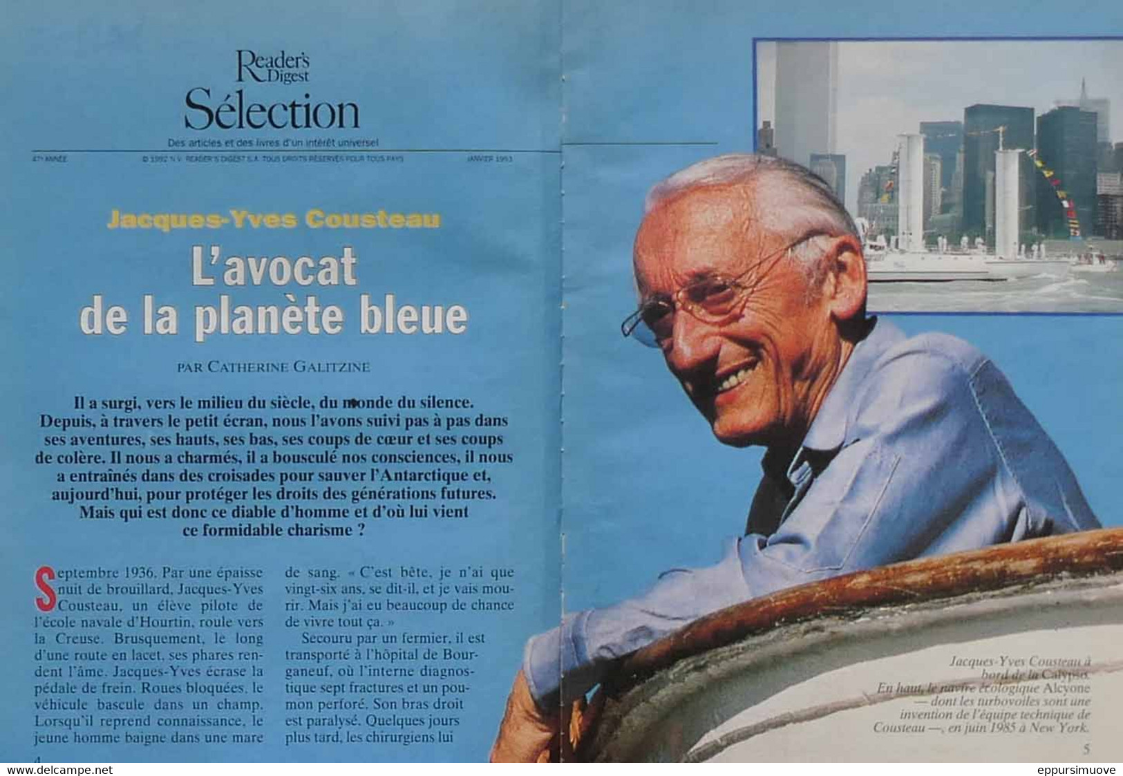 Article Papier 11 Pages COMMANDANT COUSTEAU Janvier 1993 P1049589 - Unclassified