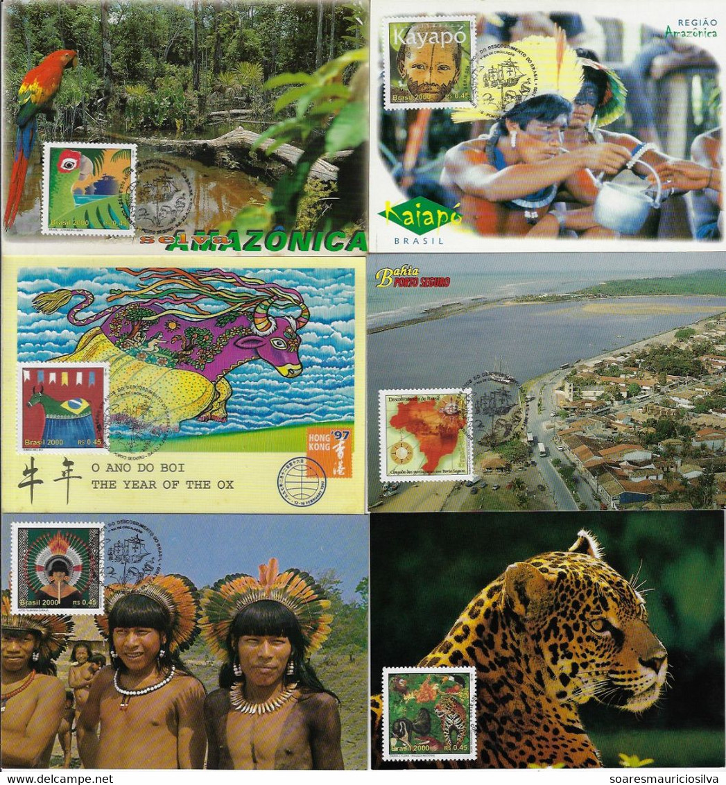 Brazil 2010 6 Maximum Card 500 Years Of The Discovery Of Brazil Fauna Jaguar Parrot Map Indian Bumba Meu Boi - Maximumkaarten