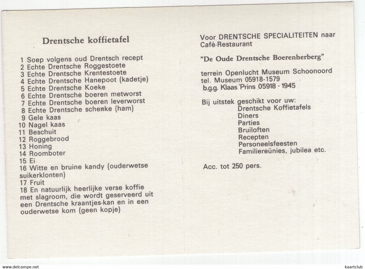 Schoonoord - 'Drentsche Koffietafel' - De Oude Drentsche Boerenherberg - Openluchtmuseum 'De Zeven Marken' - (Nederland) - Coevorden