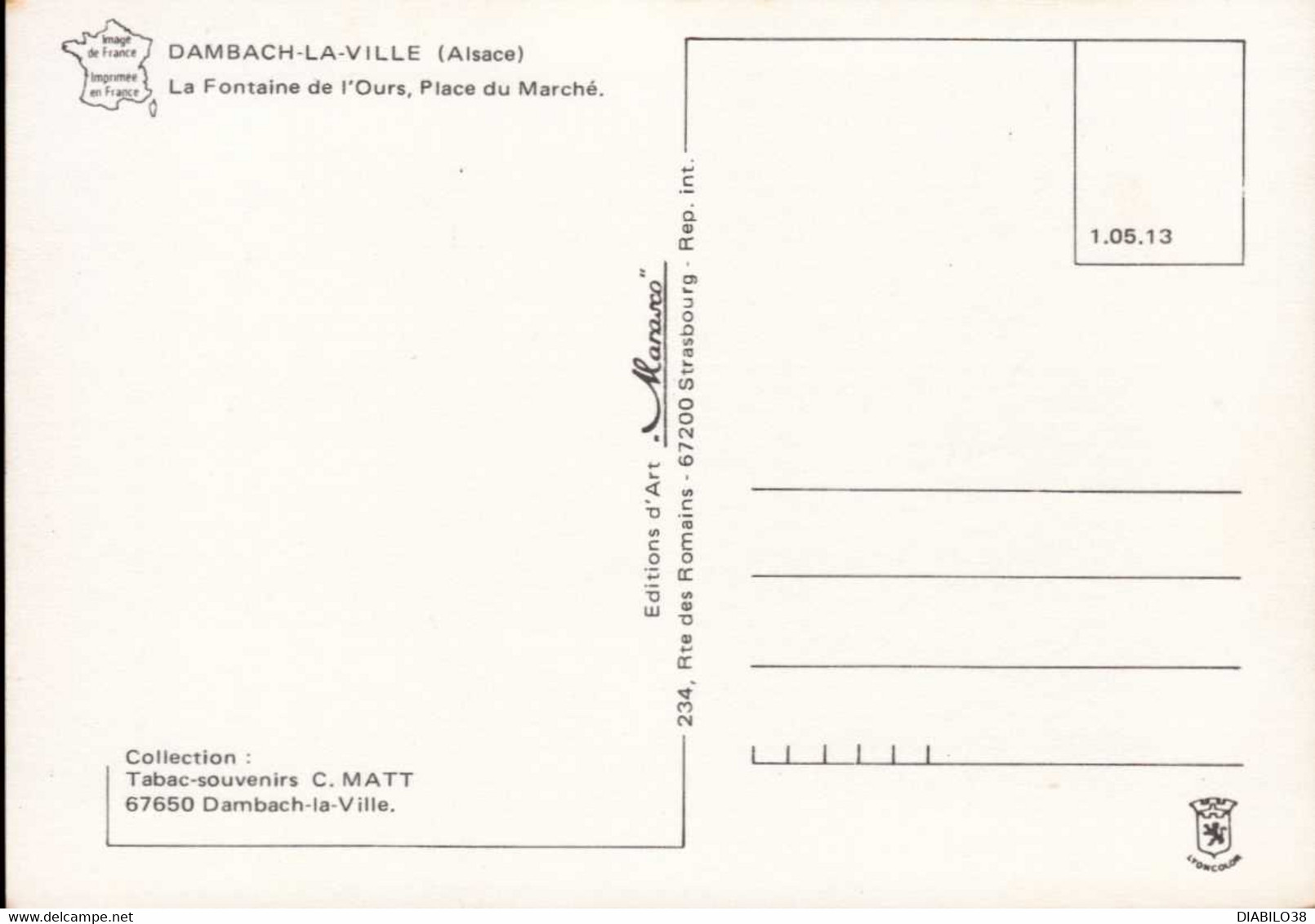 DAMBACH-LA-VILLE  ( BAS-RHIN )  LA FONTAINE DE L ' OURS , PLACE DU MARCHE - Dambach-la-ville