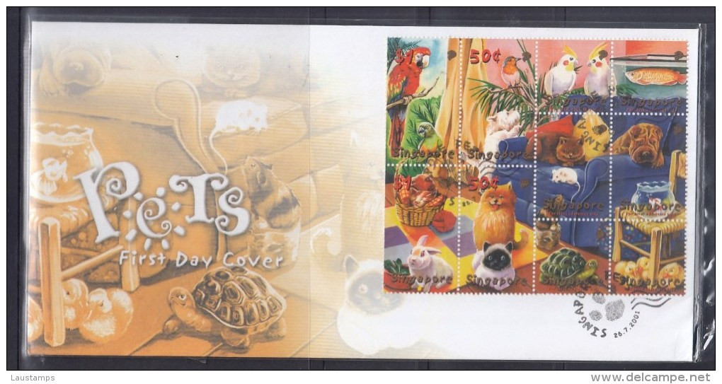 Singapore 2001 Pets, Parrots, Cats, Dogs, Fishes Etc FDC - Altri & Non Classificati