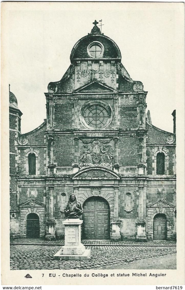 76  Eu  -   La Chapelle Du College Et Statue  Michel   Anguier - Eu