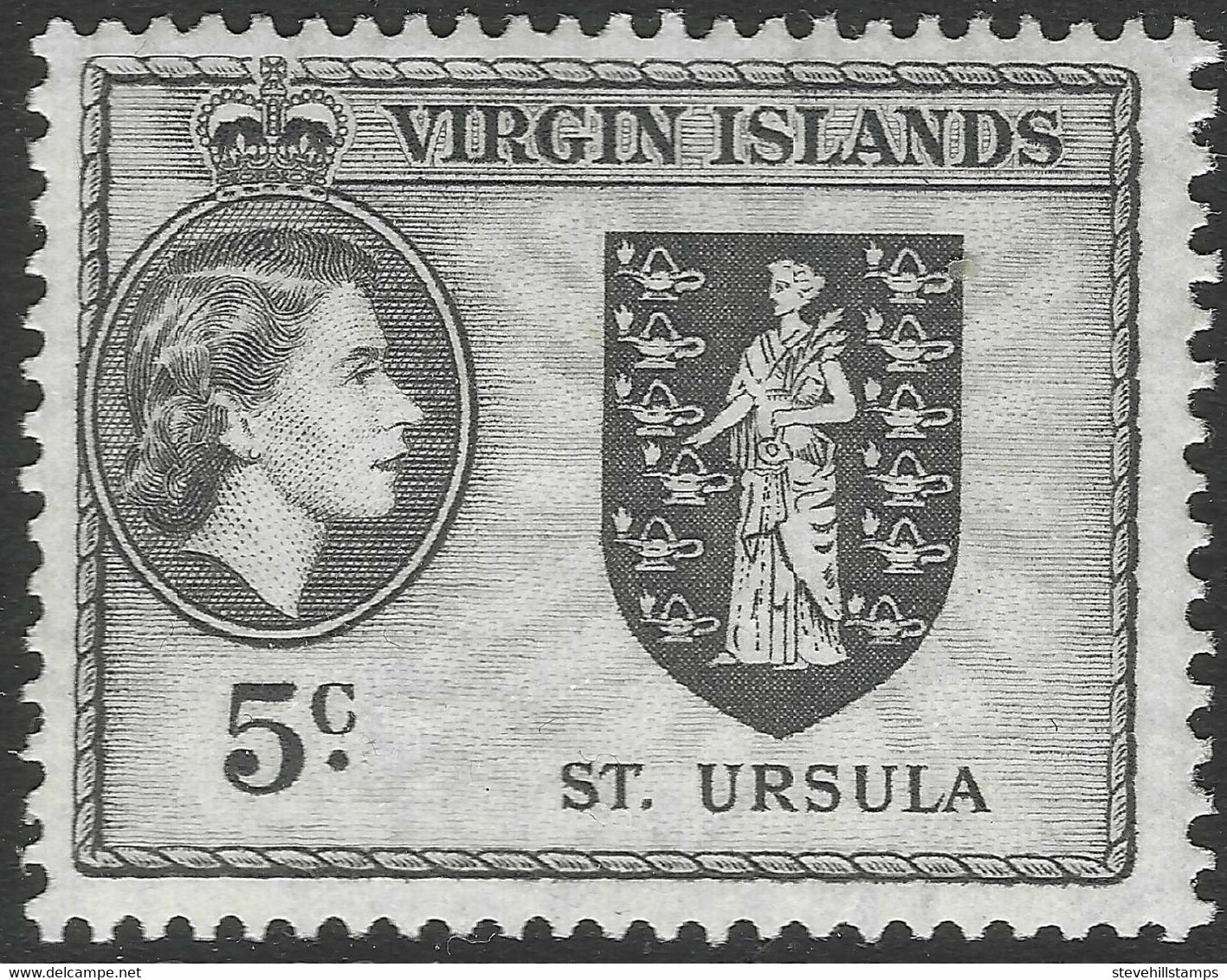 British Virgin Islands. 1956-62 QEII. 5c MH. SG 154 - Iles Vièrges Britanniques