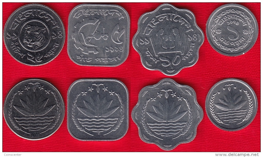 Bangladesh Set Of 4 Coins: 1 - 25 Poisha 1974-1994 UNC - Bangladesh