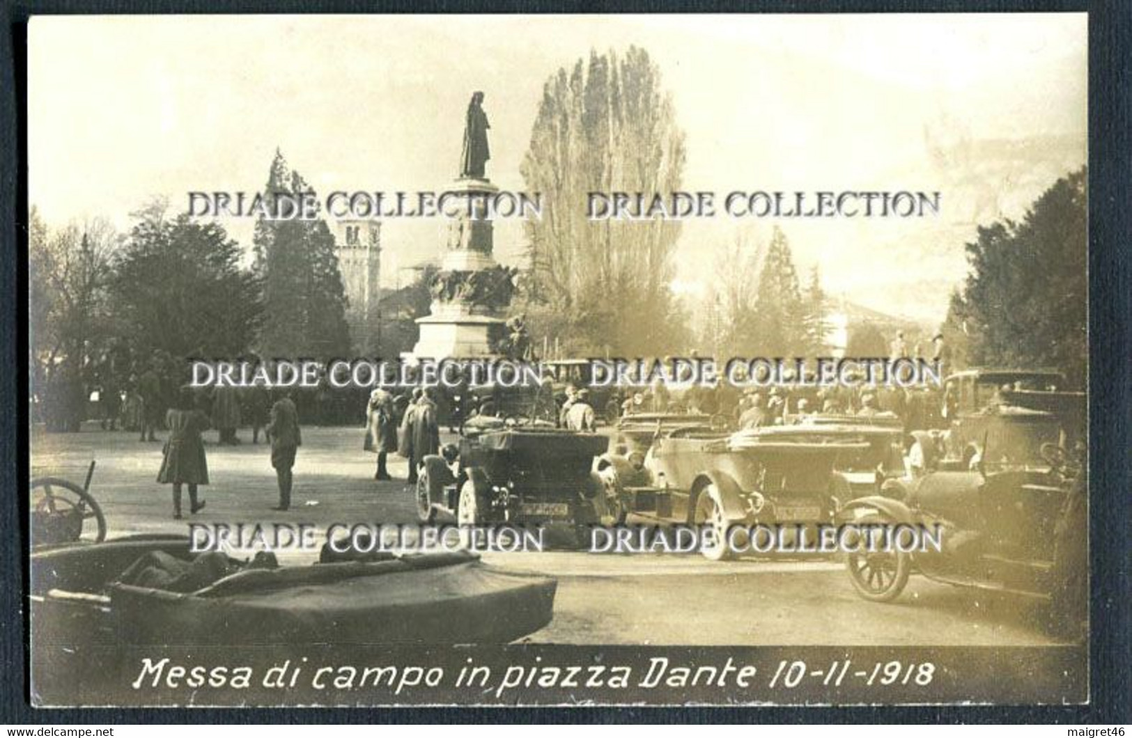 FOTO CARTOLINA TRENTO MESSA DI CAMPO IN PIAZZA DANTE 10/11/1918 TRENTO REDENTA PRIMA GUERRA - Trento