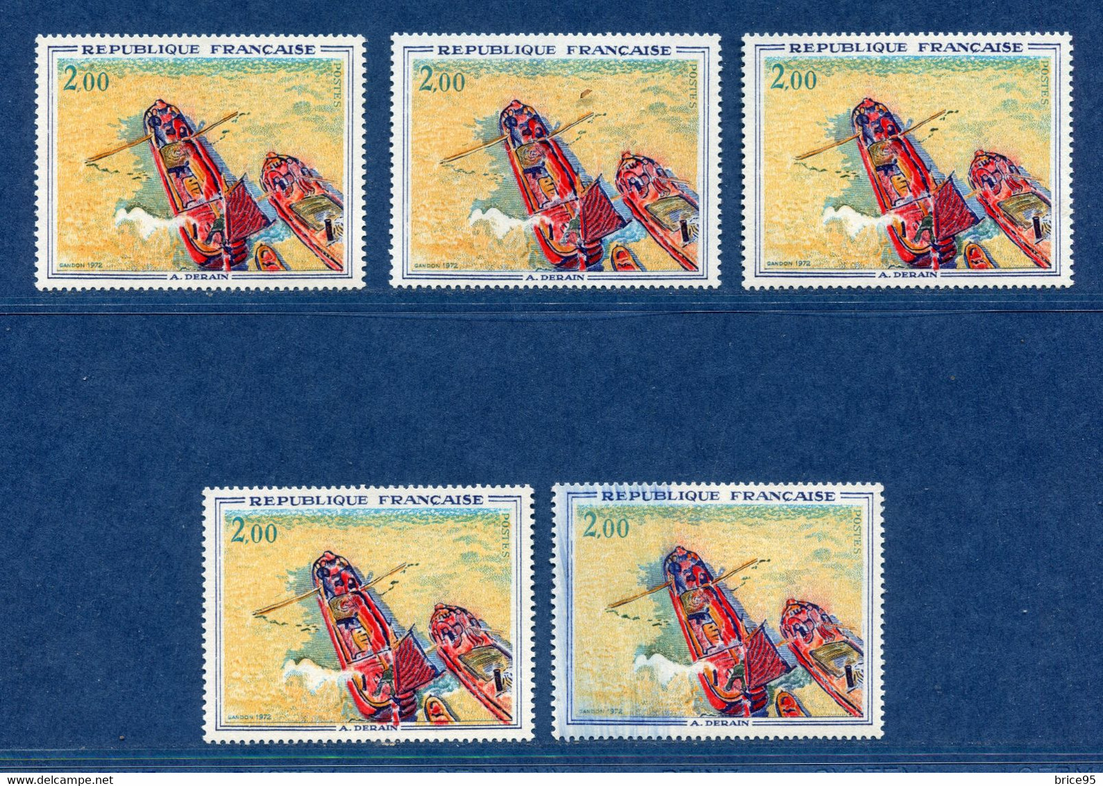 ⭐ France - Variété - YT N° 1733 - Couleurs - Pétouilles - Neuf Sans Charnière - 1972 ⭐ - Unused Stamps