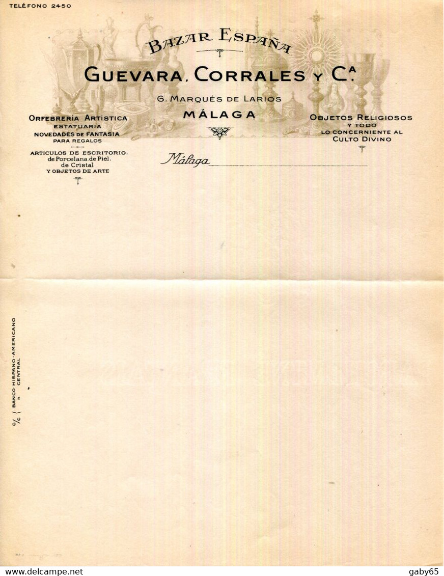 ESPAGNE.MALAGA.BAZAR ESPANA.GUEVARA,CORRALES Y Ca.6 MARQUES DE LARIOS. - Spain