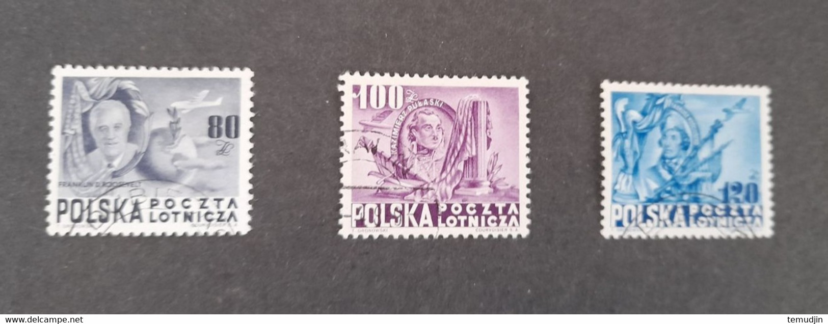 Pologne 1948 Timbres De Poste Aérienne Yv. 24 à 26 Oblitérés° Avec Traces De Charnière - Used Stamps