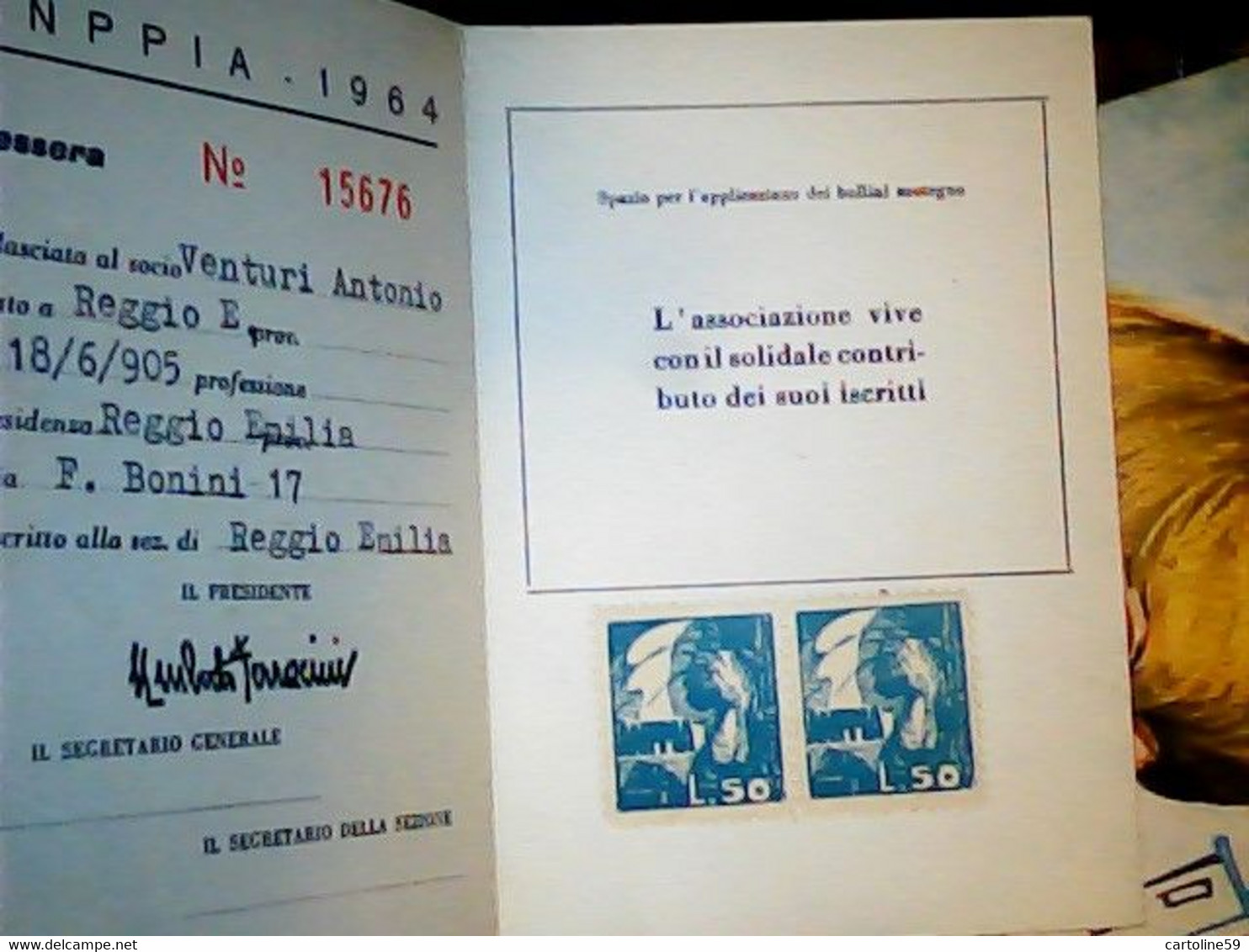 TESSERA 1964 ASSOCIAZIONE NAZIONALE PERSEGUITATI POLITICI ITALIANI ANTIFASCISTI BUONO STATO DI CONSERVAZIONE IF9750 - Documenti Storici