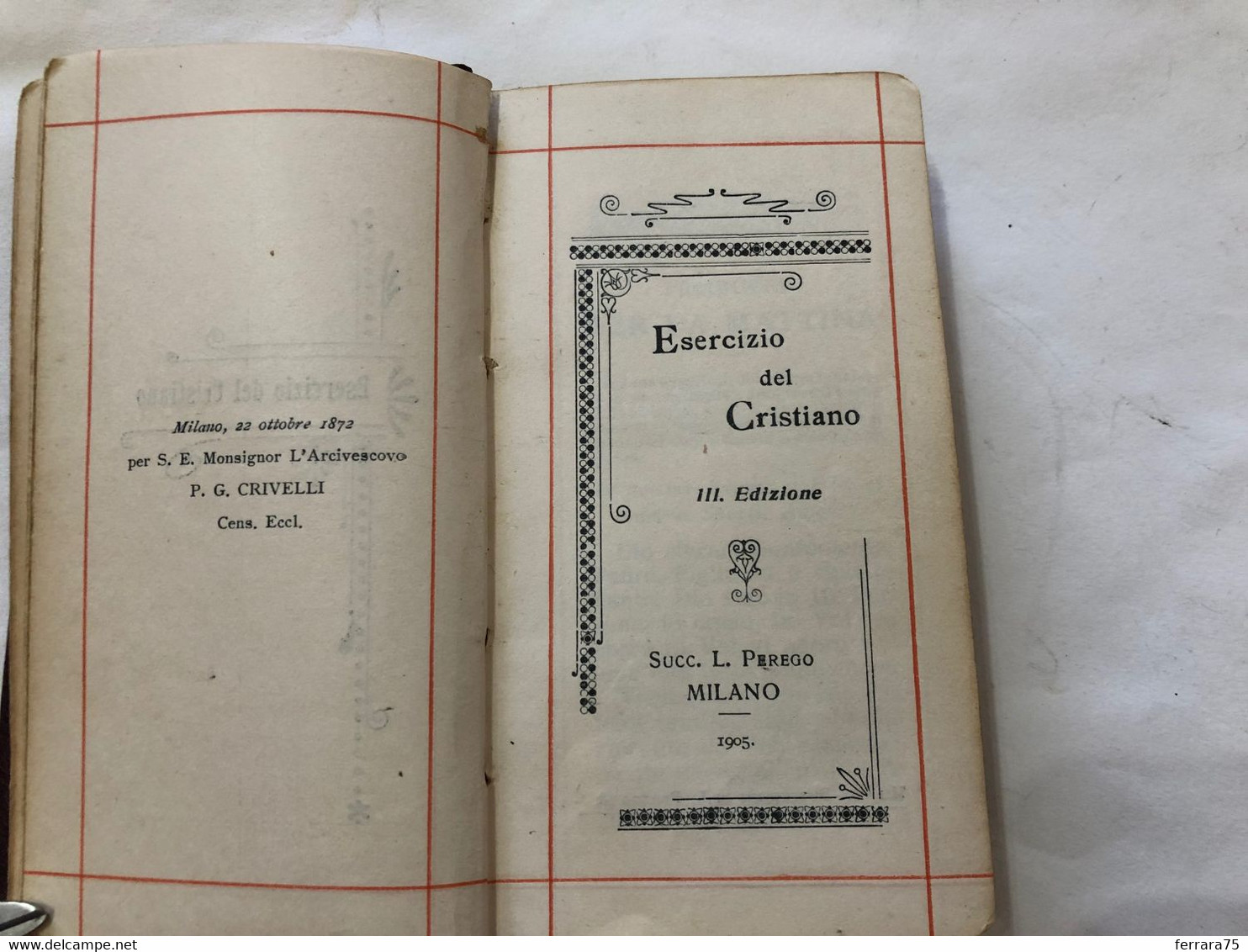 GIARDINO DI DIVOZIONE FERNANDO CLERC MILANO 1905. - Religion