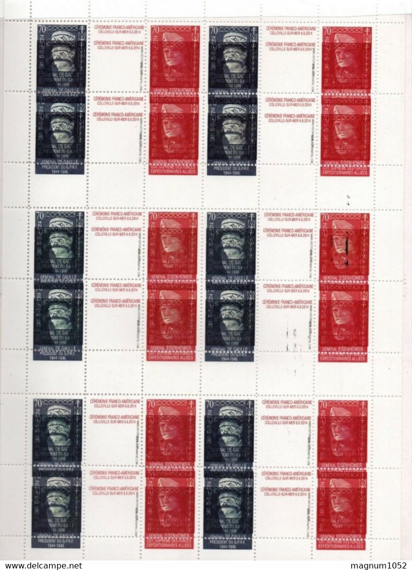 VARIETE FEUILLE VIGNETTE 70 ANS D -DAY ** - IMPRESSION DOUBLE + GROS DECALAGE - MAGNIFIQUE - RRR !!!! - Unused Stamps