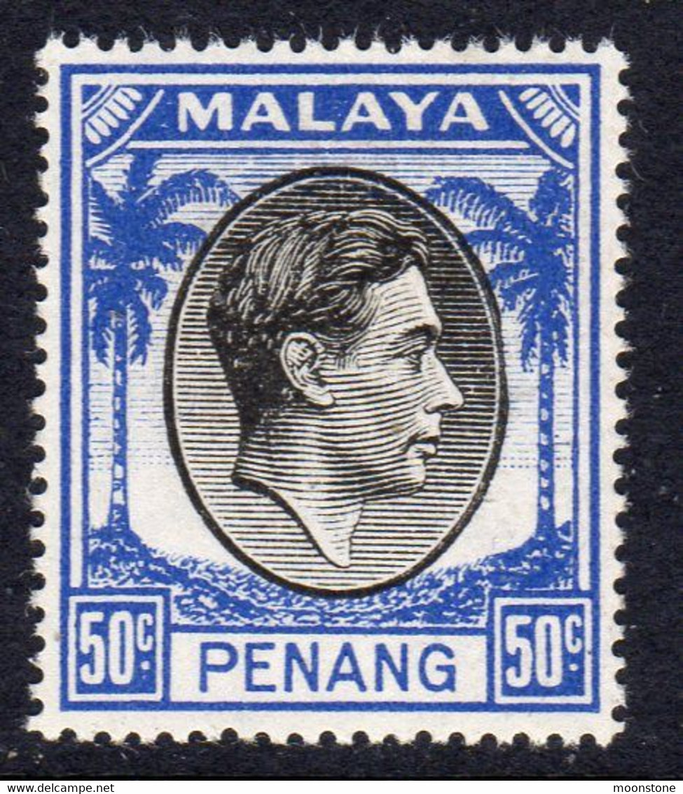 Malaya Penang 1949-52 GVI 50c Black & Blue Definitive, MNH, SG 19 (MS) - Penang