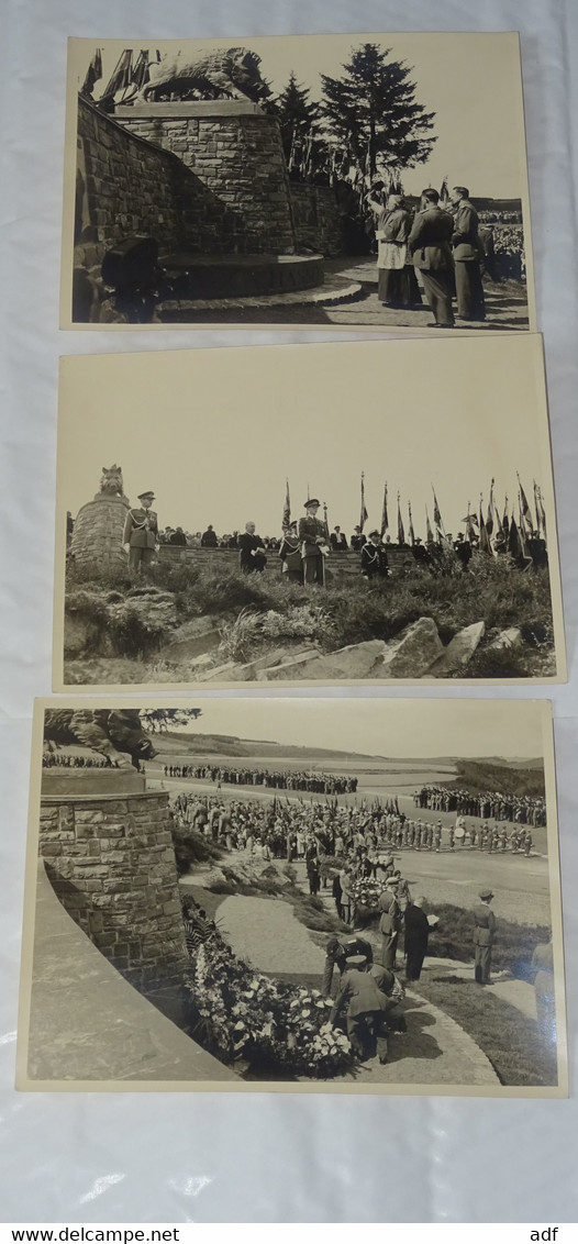 LOT 3 ANCIENNES GRANDES PHOTOS MARTELANGE INAUGURATION PAR LE ROI BAUDOUIN DU MONUMENT AUX CHASSEURS ARDENNAIS, BELGIQUE - Martelange