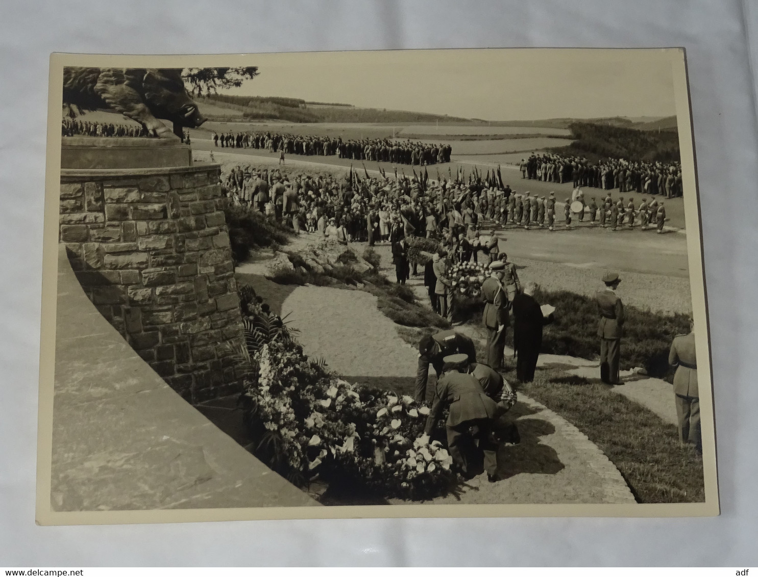 LOT 3 ANCIENNES GRANDES PHOTOS MARTELANGE INAUGURATION PAR LE ROI BAUDOUIN DU MONUMENT AUX CHASSEURS ARDENNAIS, BELGIQUE