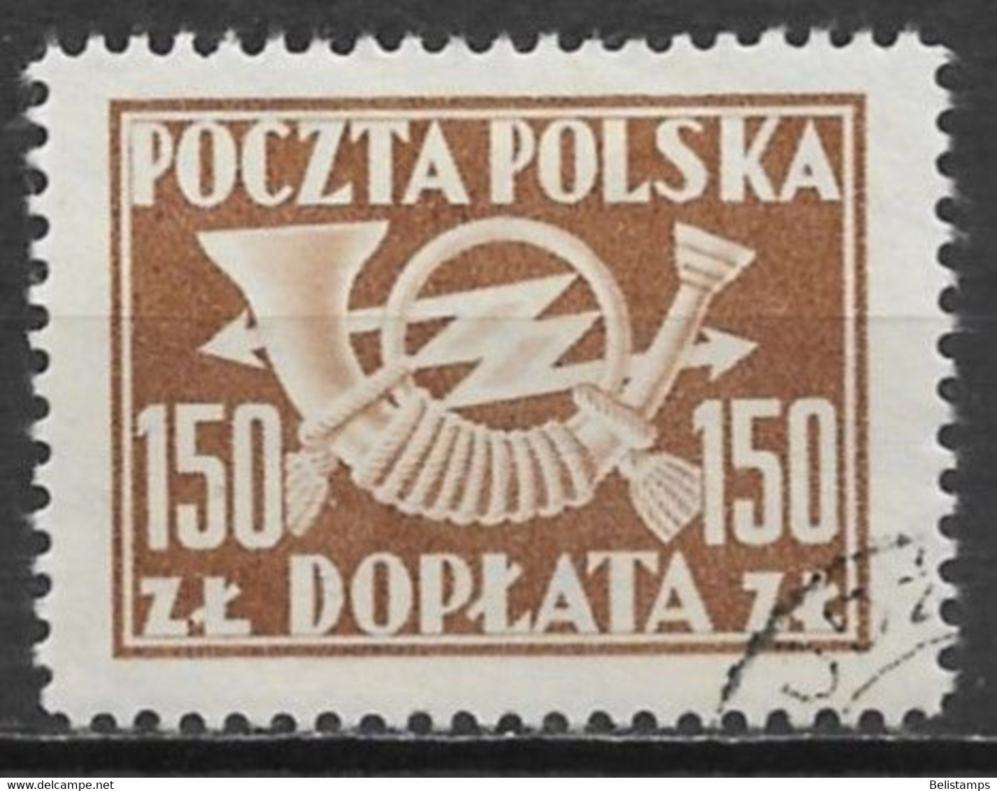 Poland 1949. Scott #J115 (U) Post Horn With Thunderbolts - Postage Due