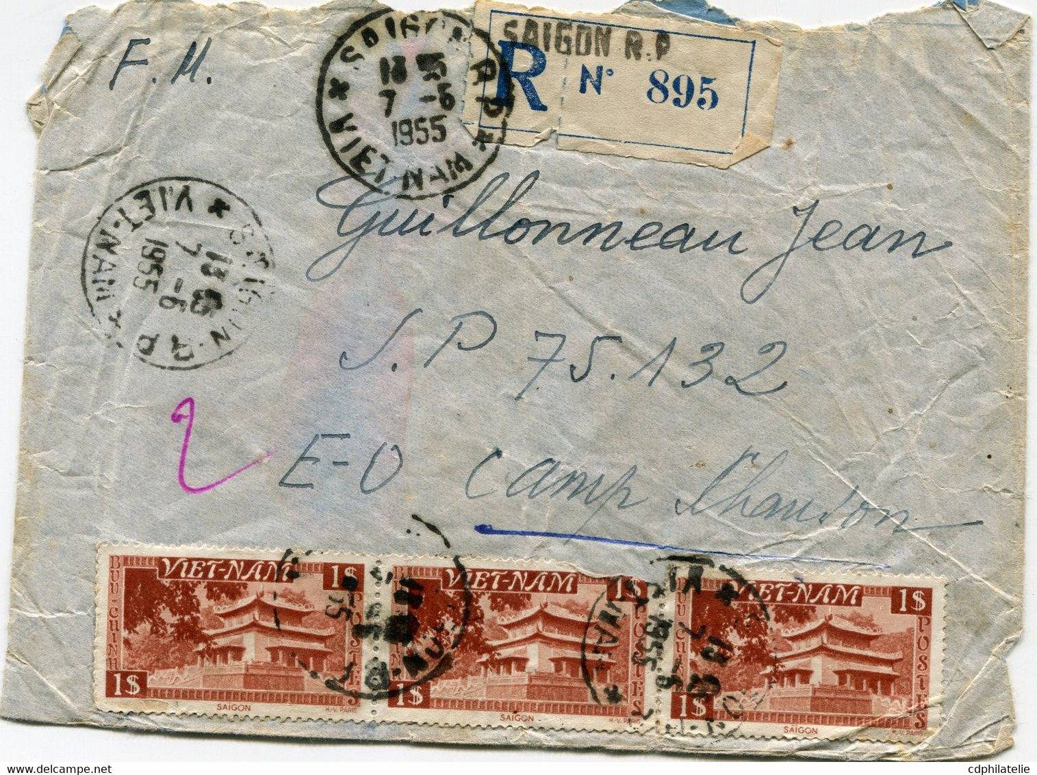 VIET-NAM LETTRE RECOMMANDEE DEPART SAIGON 7-5-1955 VIET-NAM POUR LE VIET-NAM - Vietnam