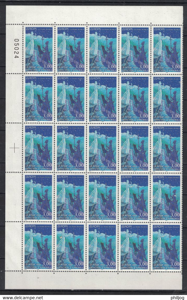 Andorre - Andorra - Yvert 487 Partie De Feuille Neuve SANS Charnière - Scott#479 MNH 25 Copies - Europa, Légende - Gebruikt