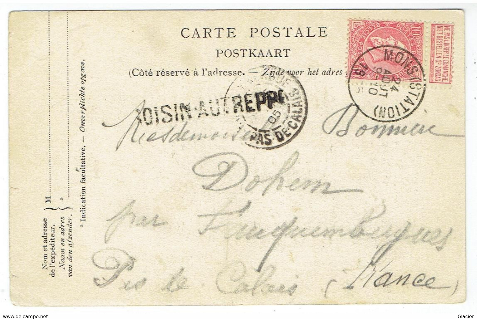 ROISIN -  Au Caillou - Griffe - Langstempel ROISIN-AUTREPPE - 1905 - Honnelles