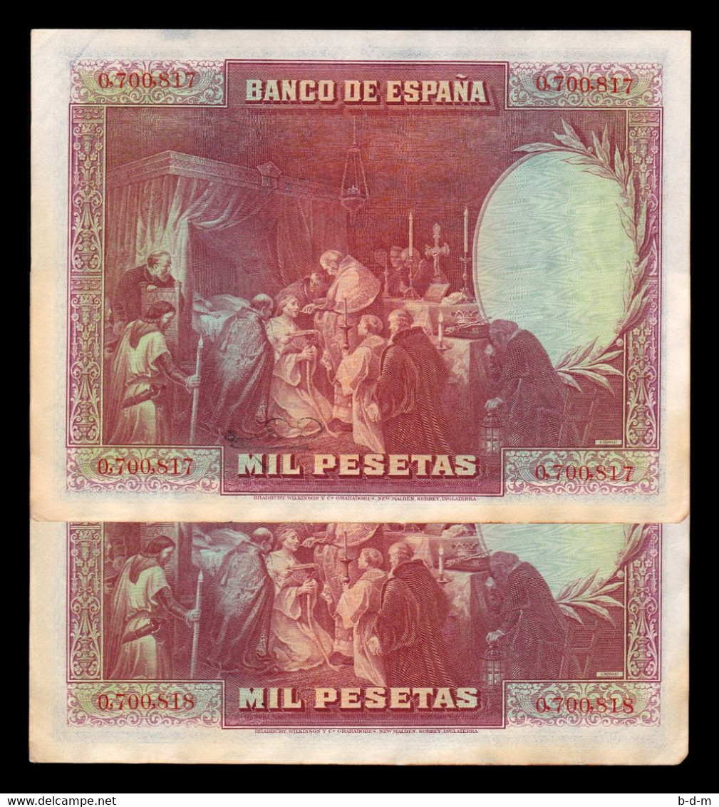 España Spain Pareja 1000 Pesetas San Fernando 1928 Pick 78 T. 817, 818 EBC XF - 1000 Peseten