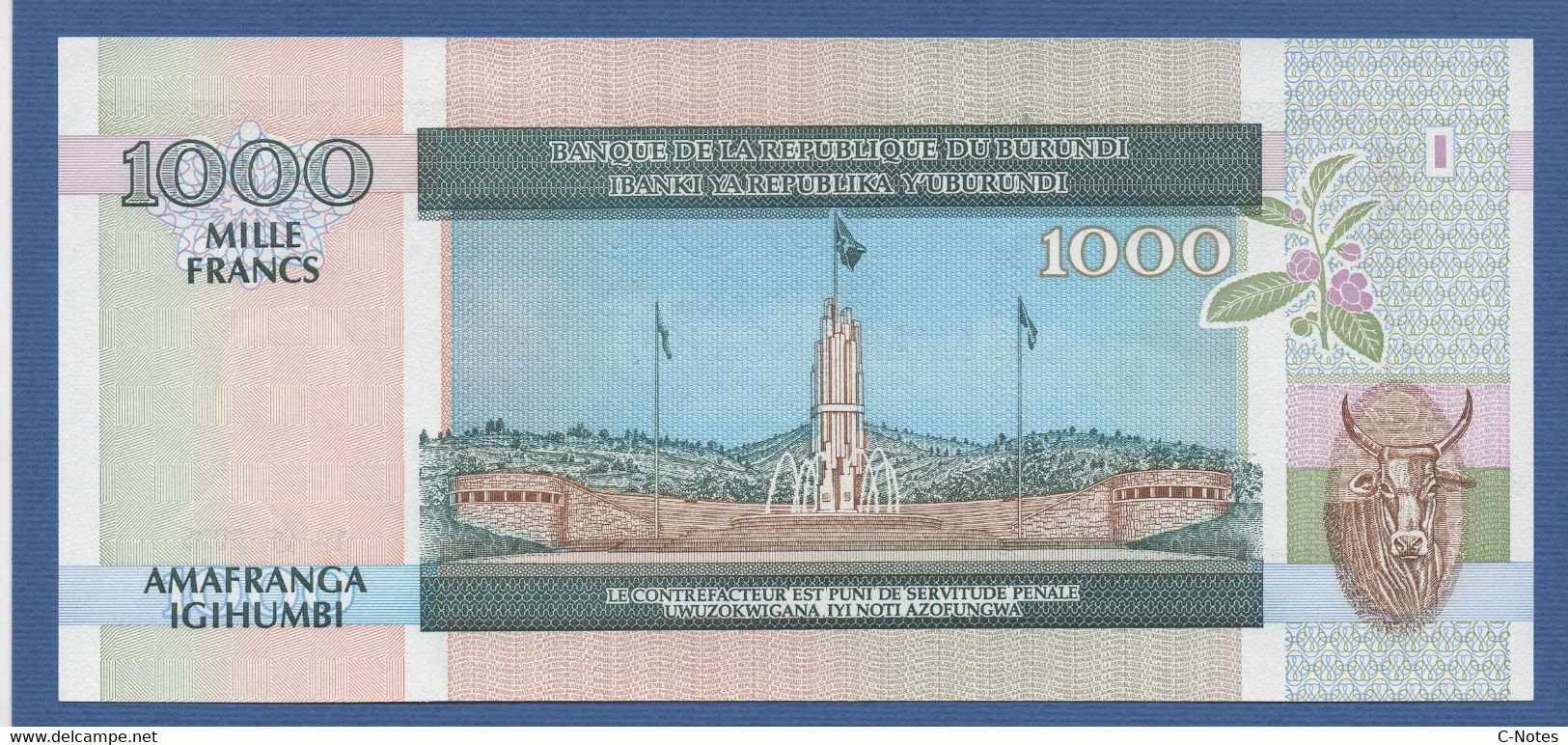 BURUNDI - P.39d – 1.000 Francs 01.05.2006 UNC Serie BN763317 - Burundi