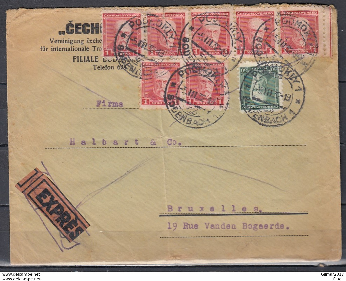 Expres Brief Van Podmokly Naar Bruxelles - Enveloppes
