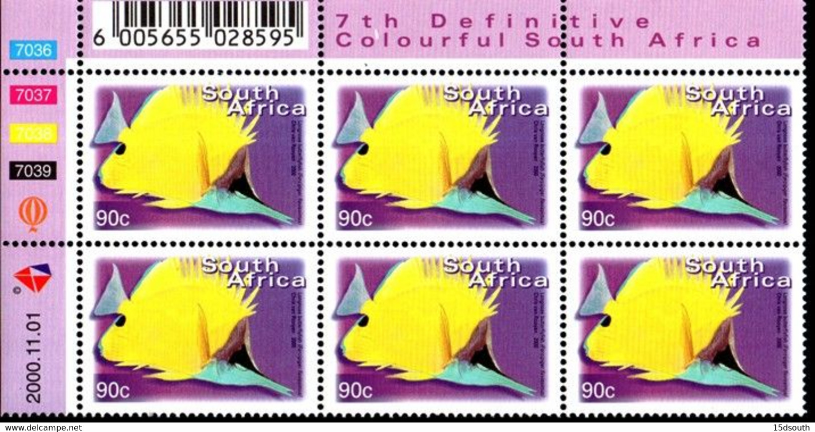 South Africa - 2000 7th Definitive Fauna And Flora 90c Control Block (**) (2000.11.01) - Blocs-feuillets