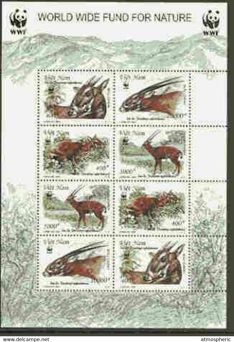 Vietnam 2000 WWF - Antelope Sheetlet Containing Two Sets Of 4 Each Stamp Opt'd SPECIMEN, Scarce With Only 100 Sheets Thu - Vietnam