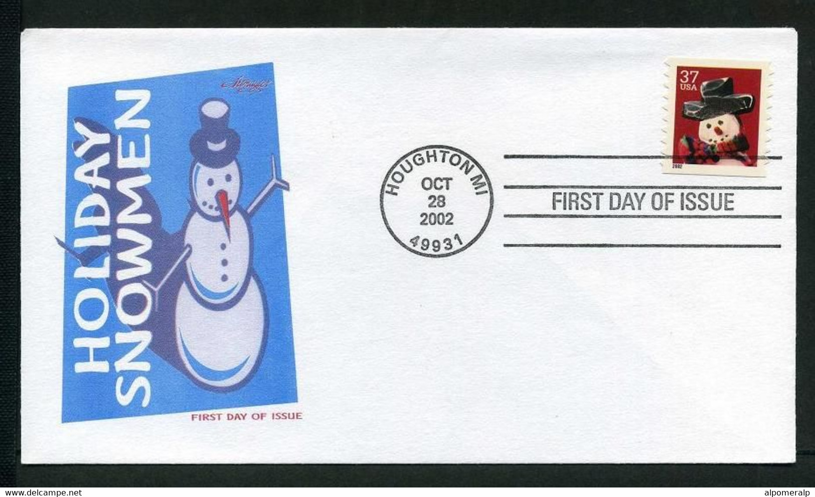 USA 2002 Sc 3683 Holiday Snowmen FDC, Houghton, MI, Oct. 28 (Artmaster) Mi. 3711BC - 2001-2010