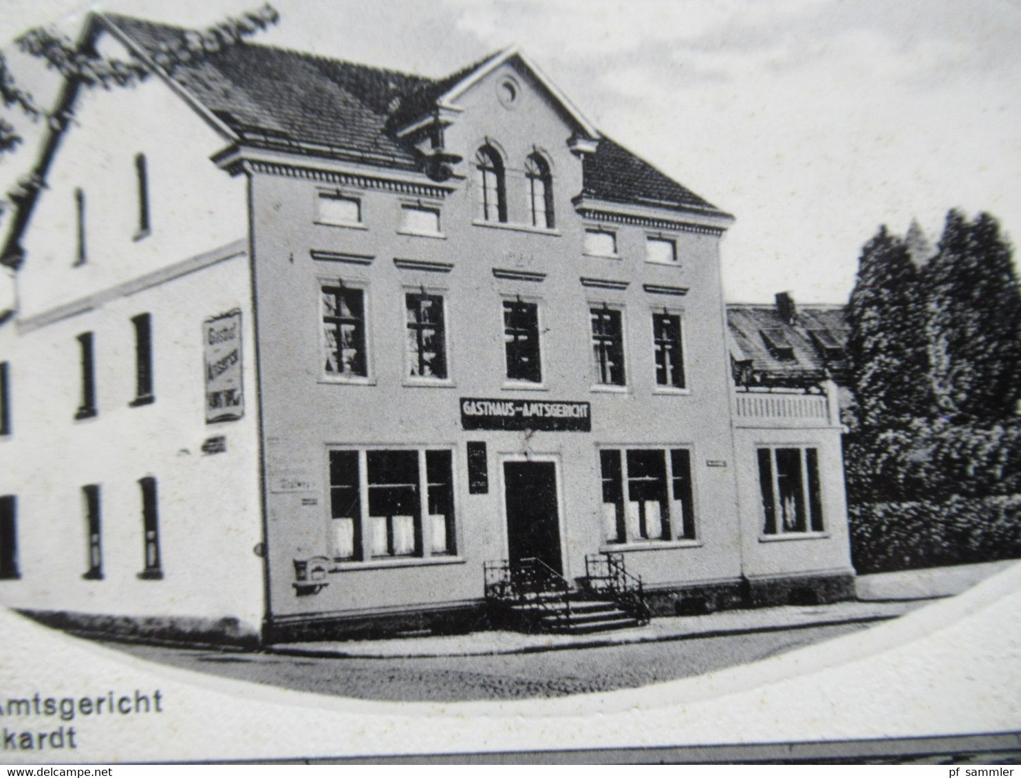 Feldpost AK 1.WK 1917 Echtfoto AK Plettenberg Gasthaus Z. Amtsgericht V. L. Pickardt Stp. Vereinslazarett Plettenberg - Plettenberg