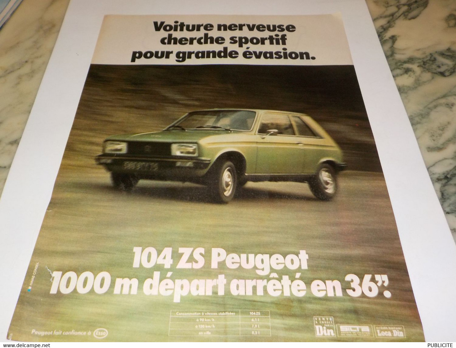 ANCIENNE PUBLICITE LA 104 ZS DE PEUGEOT  1978 - Cars