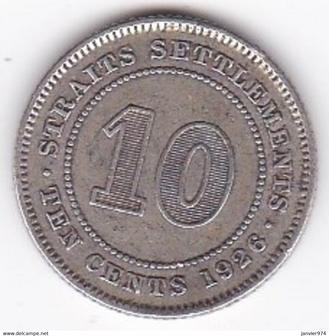 Straits Settlements , 10 Cents 1926  George V , En Argent , KM# 29b - Malasia