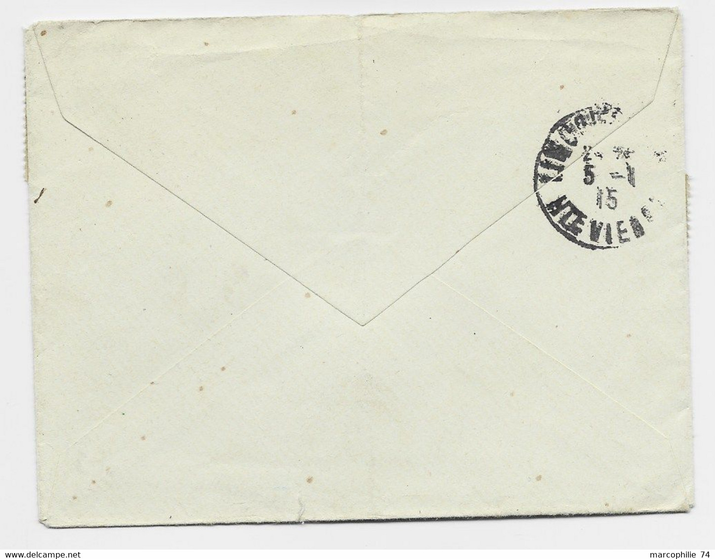 FRANCE SEMEUSE 5CX7 LETTRE REC TRESOR ET POSTES *86* 1.1.1915  OBLITERATION DU JOUR DE L'AN - 1906-38 Semeuse Con Cameo