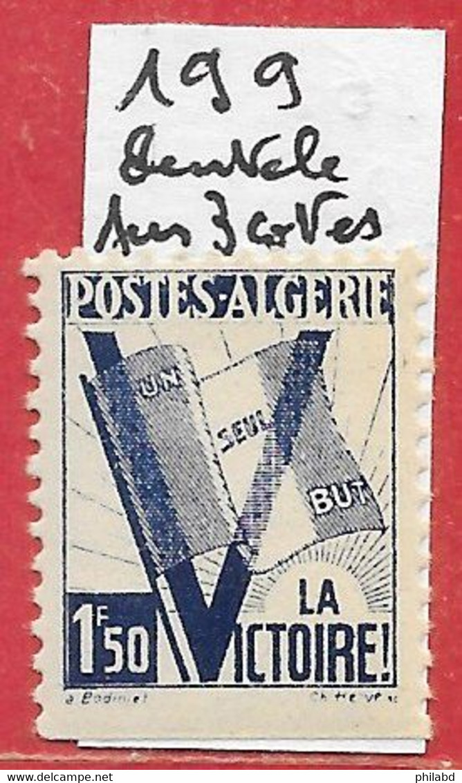 Algérie N°199 1F50 Drapeau Victoire (dentelé Sur 3 Côtés) 1943 ** - Ungebraucht