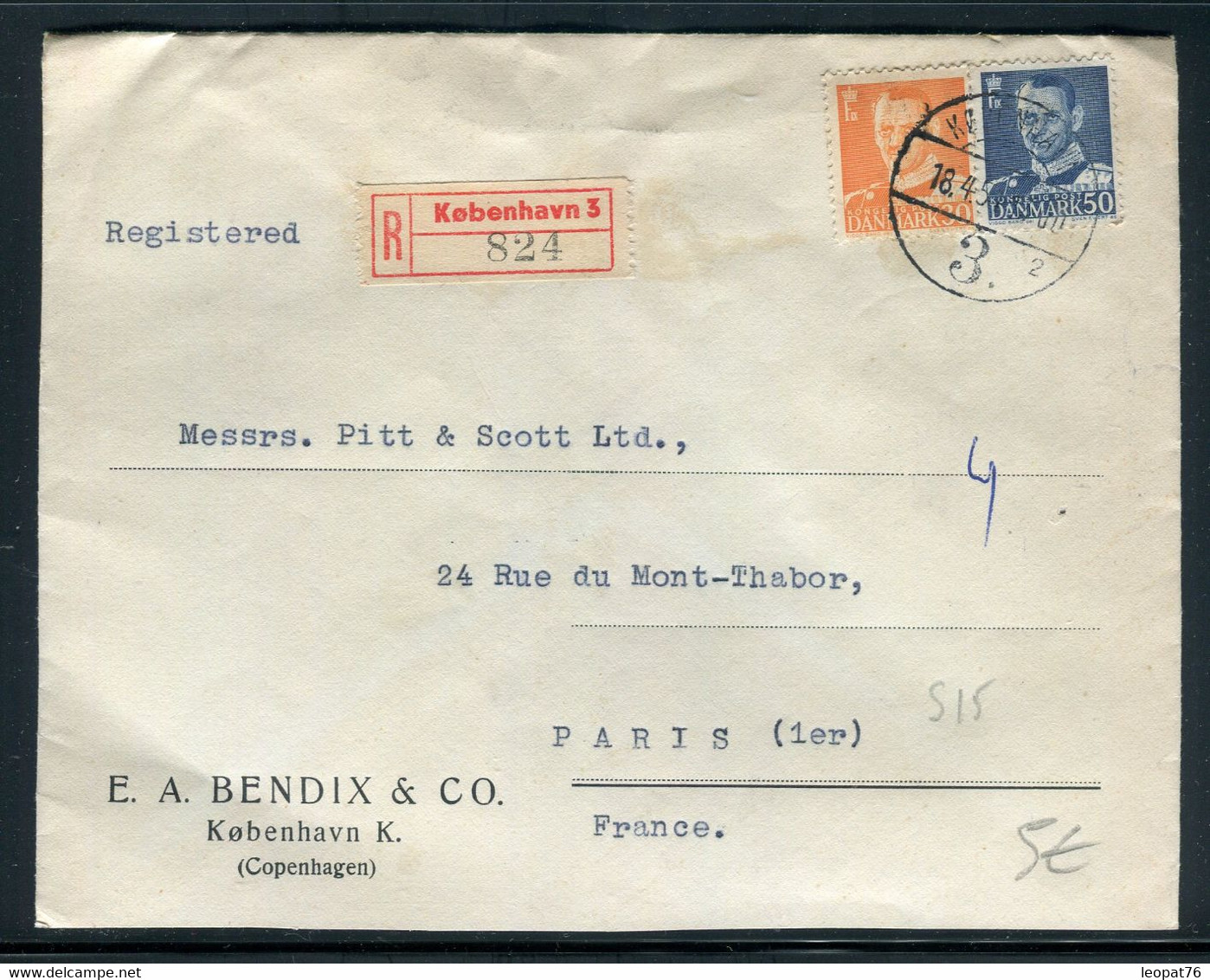 Danemark - Enveloppe Commerciale En Recommandé De Copenhague Pour Paris En 1951 - Prix Fixe !!! - Ref S 15 - Brieven En Documenten