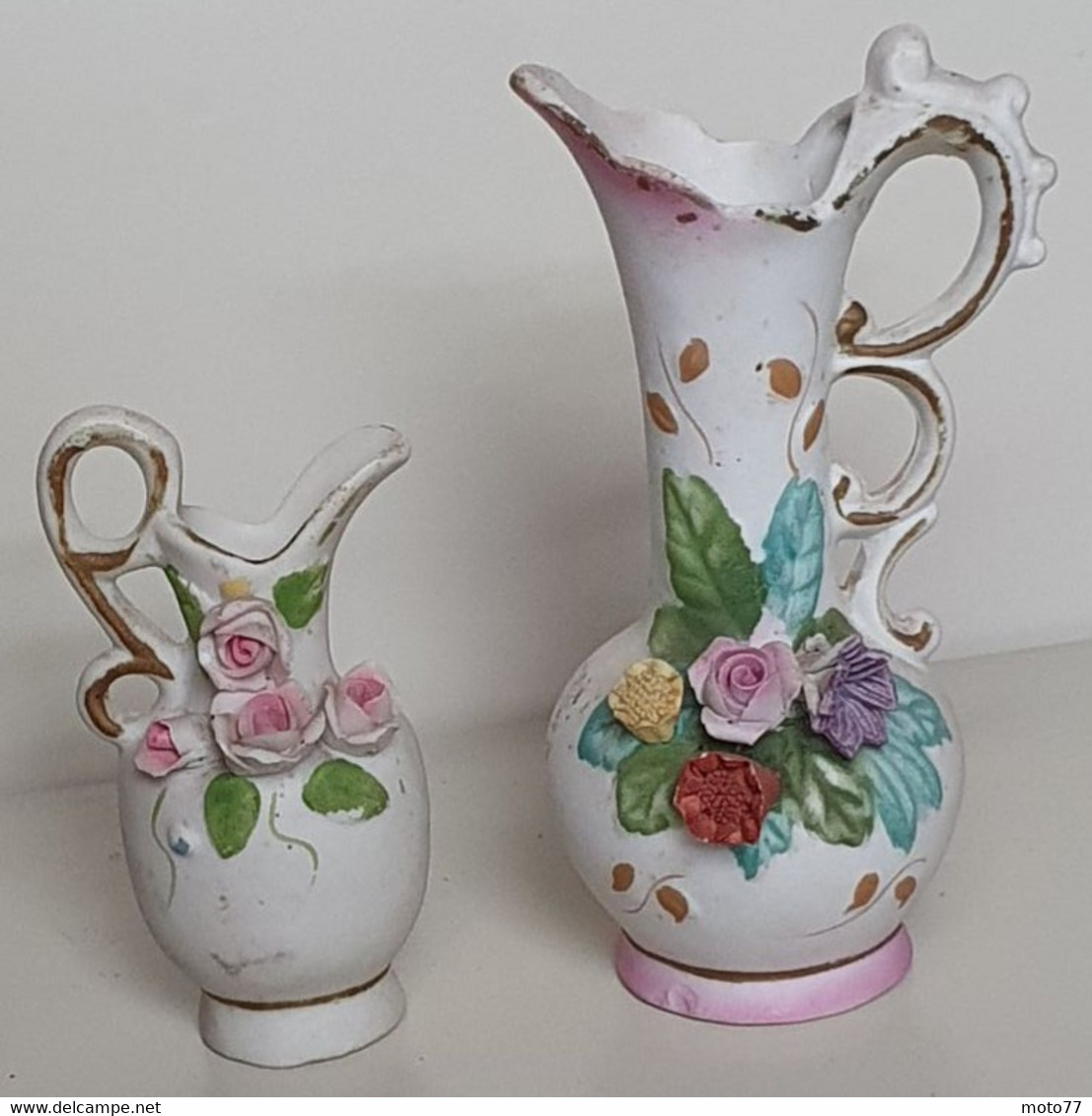 Lot Vases Fleuris - Fleur Rose - STATUETTE - Bon état - 32 / Vers 1990 - Autres & Non Classés