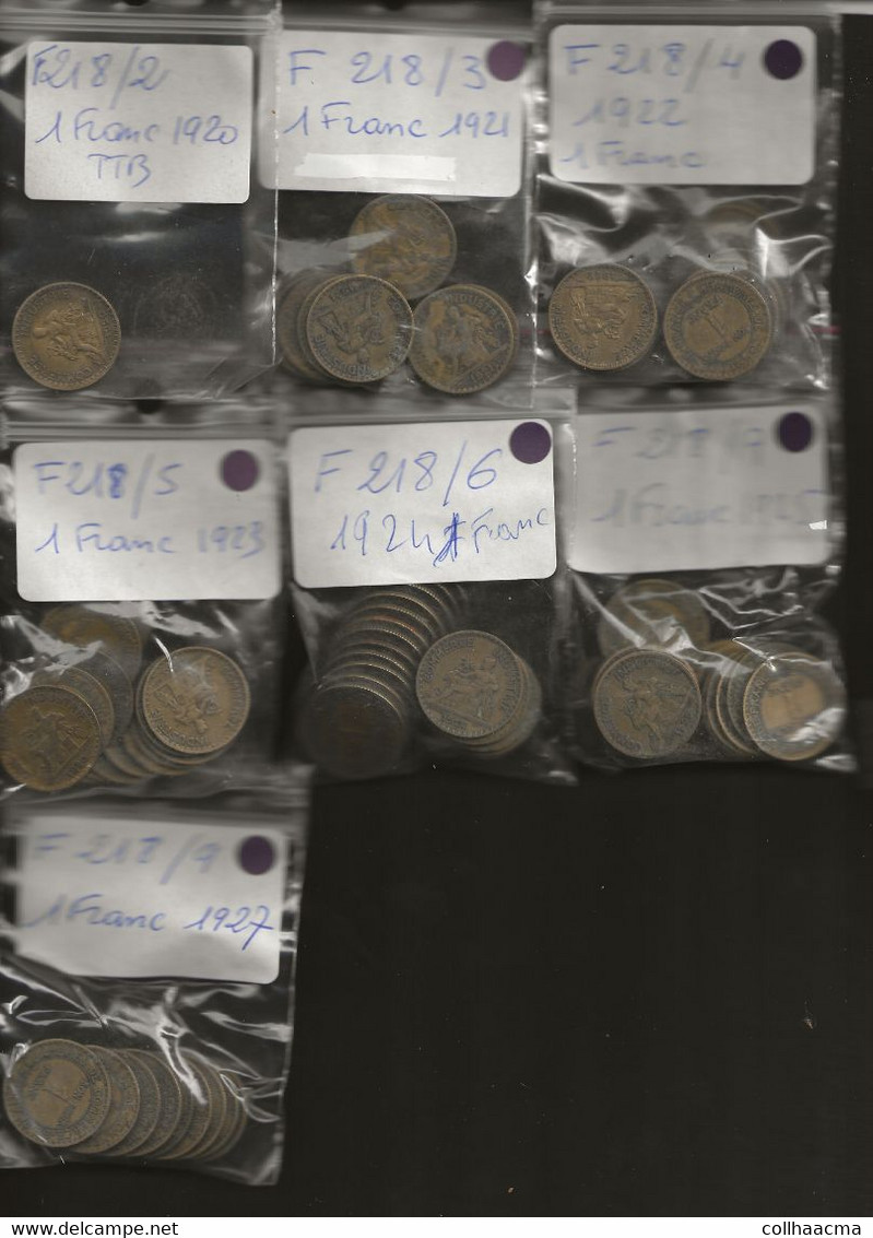 FRANCE > Vrac Monnaie >  Lot De + 87 Pièces,350 Grammes De 1920 à 1927 > 1 Franc CHAMBRES DE COMMERCE En Bronze Alum. - Lots & Kiloware - Coins