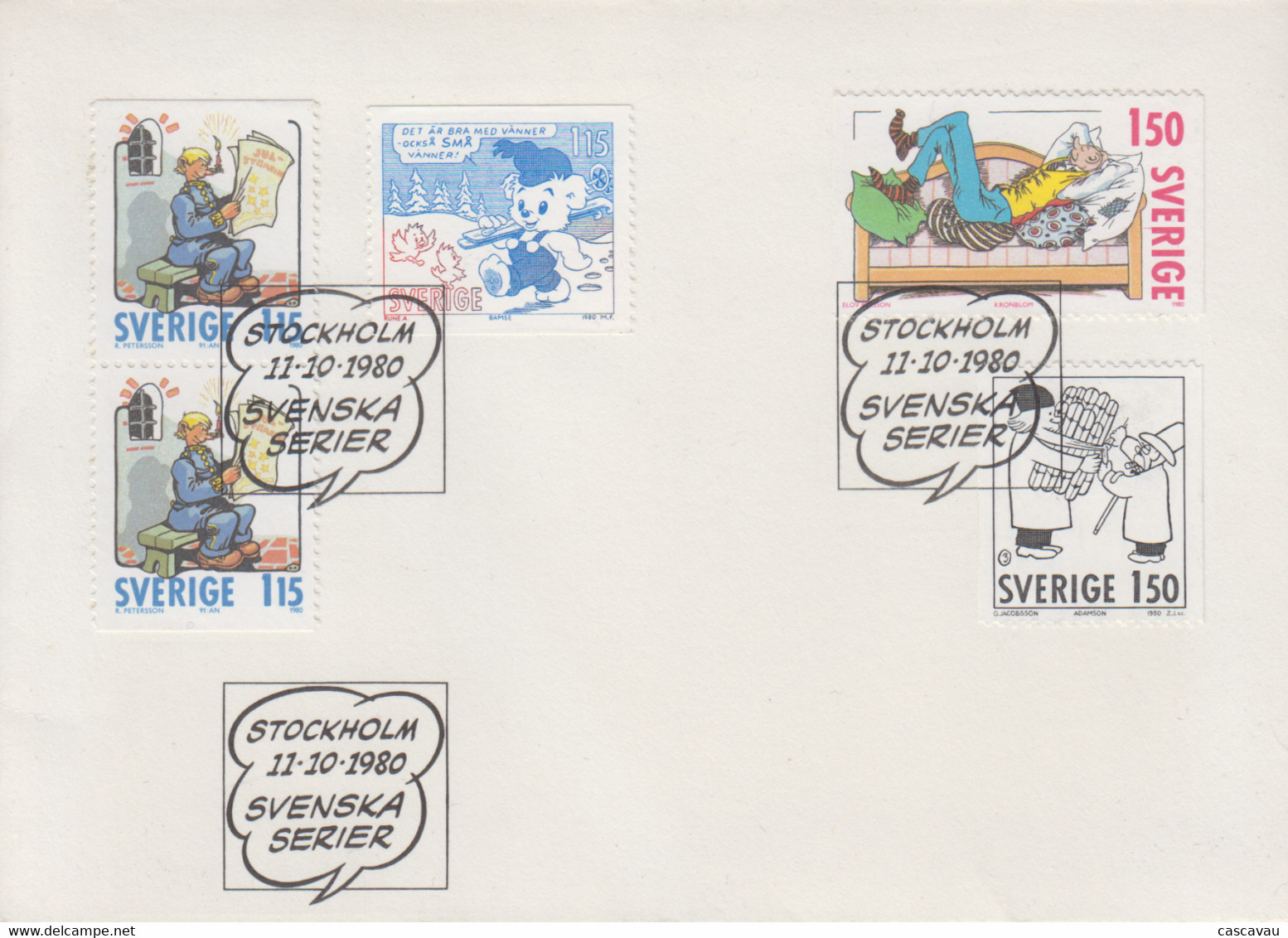 Enveloppe  FDC  1er   Jour   SUEDE   Bandes  Dessinées  Suédoises   NOËL   1980 - FDC