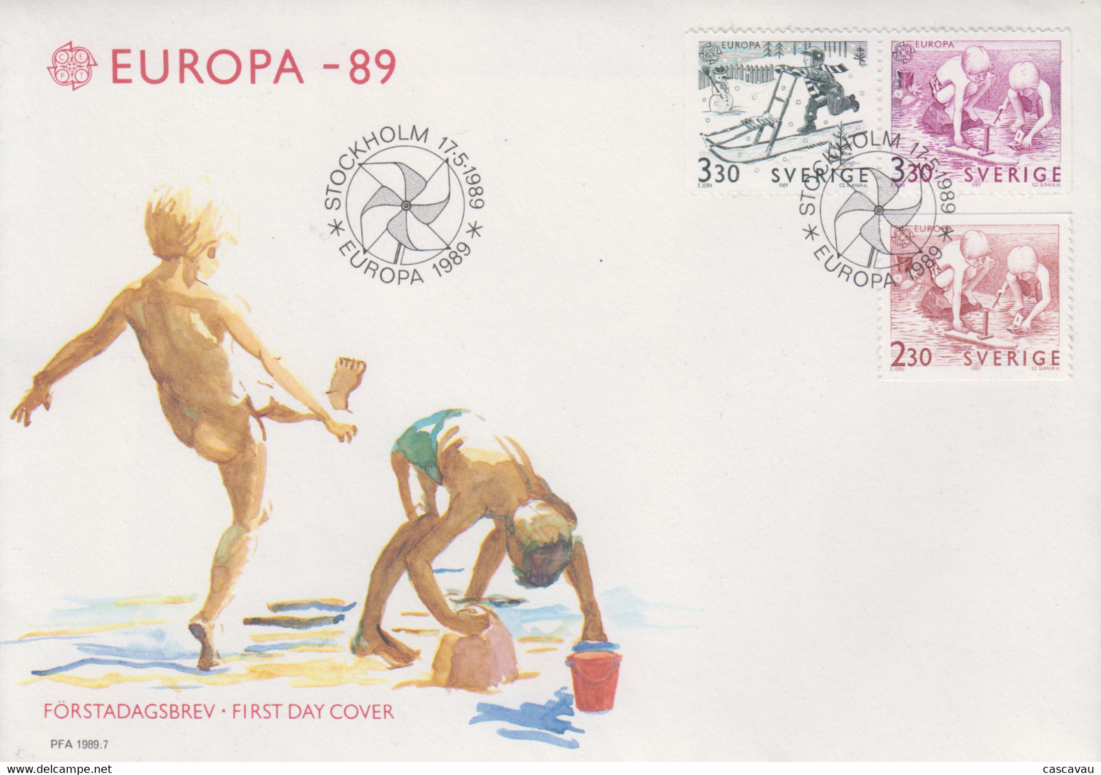 Enveloppe  FDC  1er  Jour   SUEDE    Jeux  D' Enfants   EUROPA    1989 - 1989
