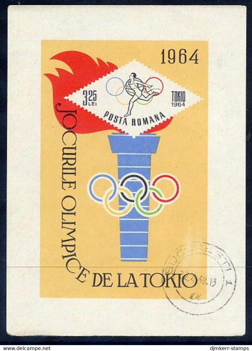 ROMANIA 1964 Tokyo Olympic Games Block Used.  Michel Block 58 - Used Stamps