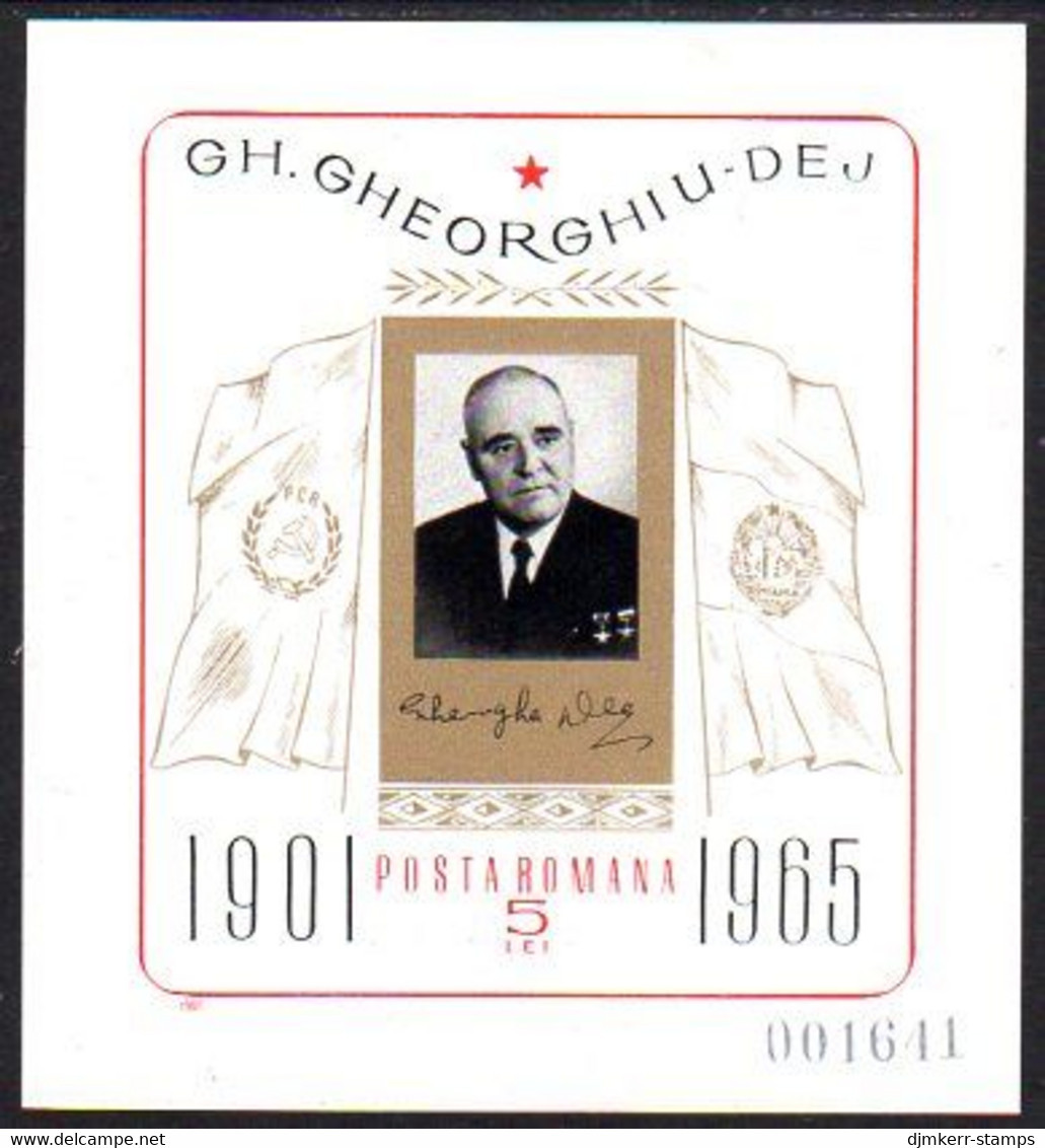ROMANIA 1966 Gheorghiu-Deij Block MNH / **.  Michel Block 61 - Neufs