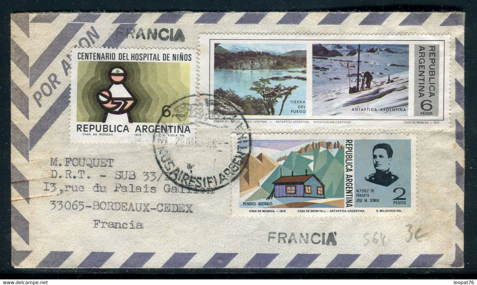 Argentine - Enveloppe De Buenos Aires Pour Bordeaux ( France ) En 1976 - Prix Fixe !!! - Ref S 64 - Briefe U. Dokumente