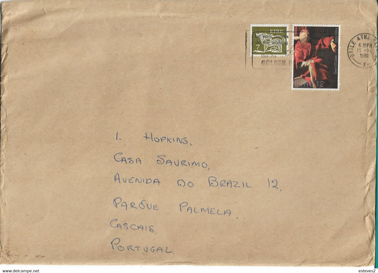Ireland , Eire ,   Sean O'Casey ,  Baile Atha Cliath 1980 Postmark - Lettres & Documents