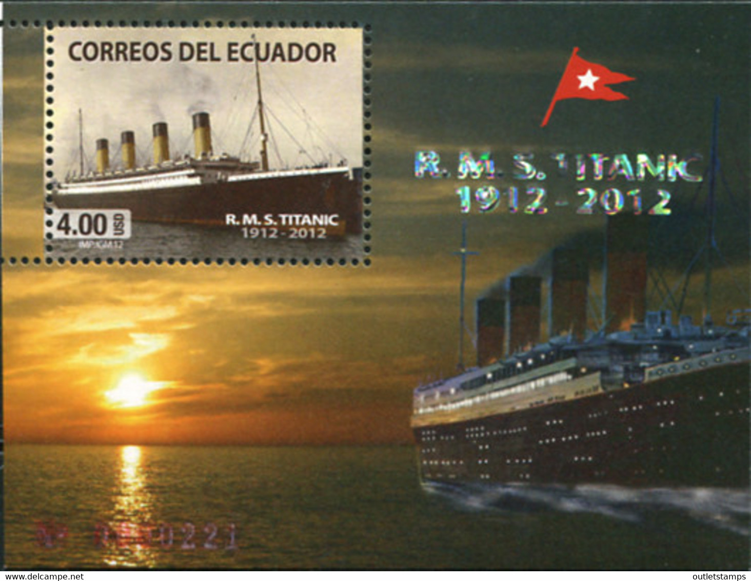 Ref. 622576 * NEW *  - ECUADOR . 2012. 	HUNDREDTH ANNIVERSARY OF THE WRECK OF THE TITANIC	. CENTENARIO DEL NAUFRAGIO DEL - Ecuador
