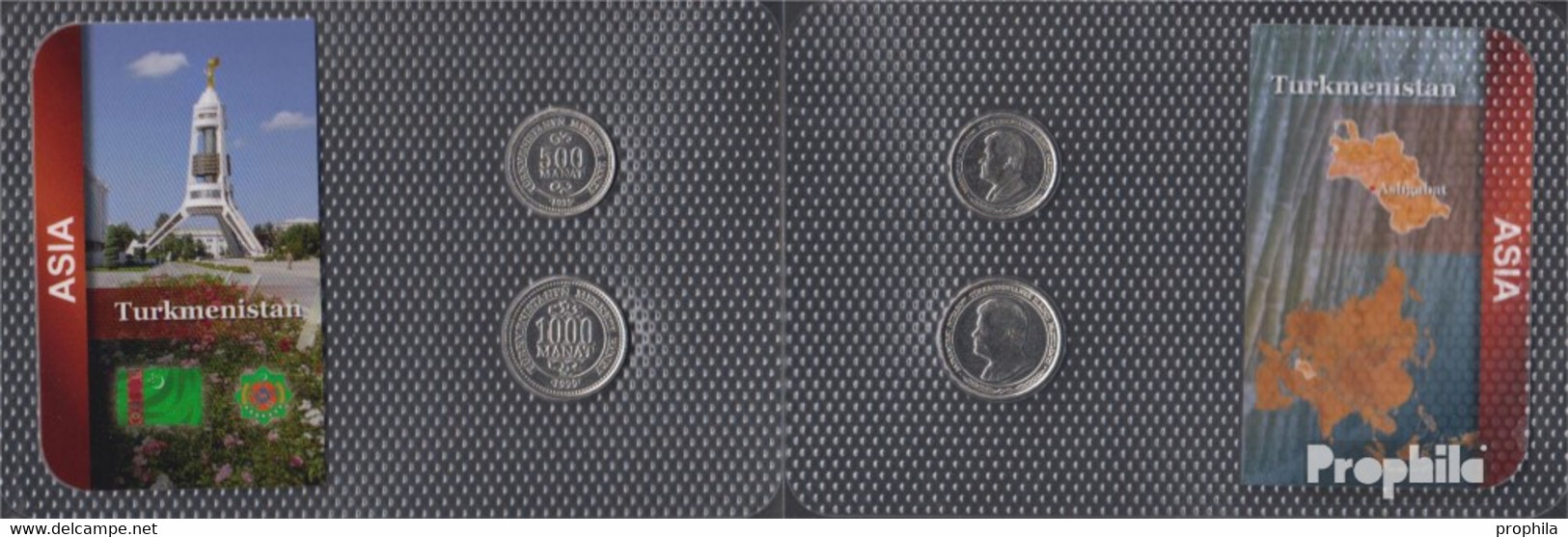 Turkmenistan 1999 Stgl./unzirkuliert Kursmünzen Stgl./unzirkuliert 1999 500 Bis 1.000 Manat - Turkménistan